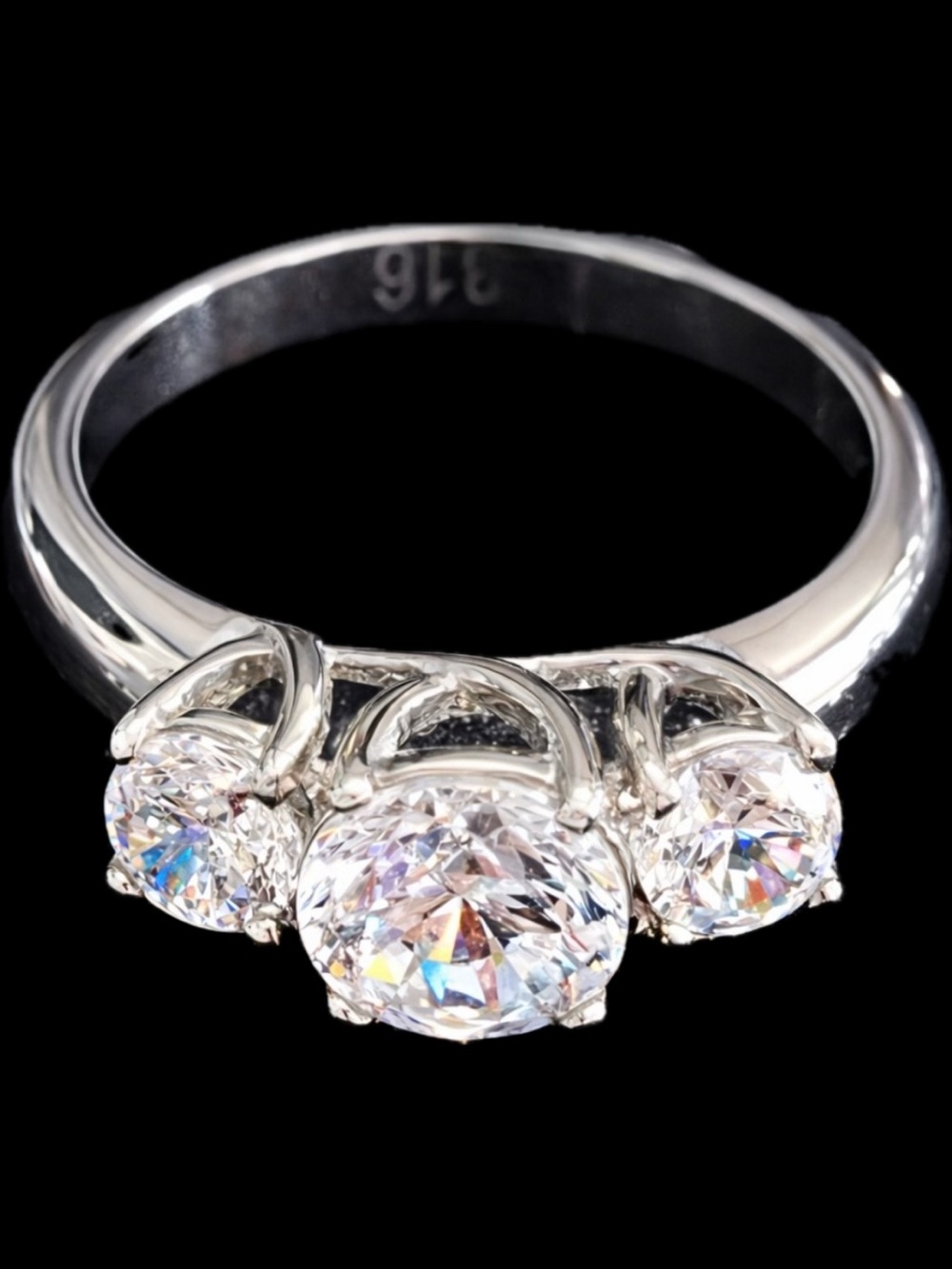 Diamonique Cz Engagement anniversary Wedding Ring silver Stainless Steel QVC